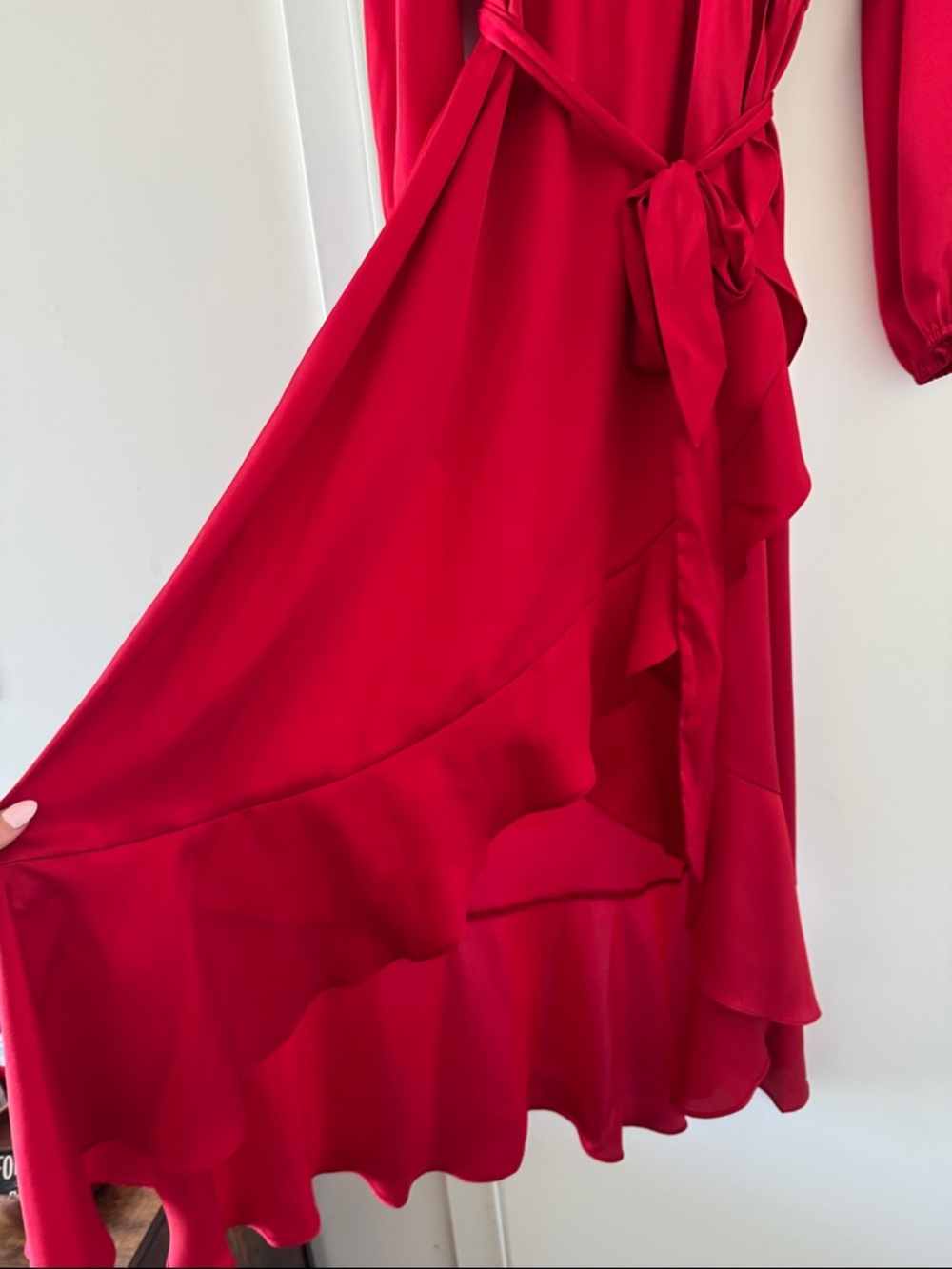 INC Vibrant Red Long-Sleeve Wrap Dress - Picture 2 of 3